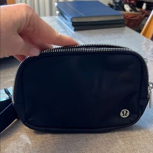lululemon athletica Black Crossbody Belt Bag with Silver Hardware